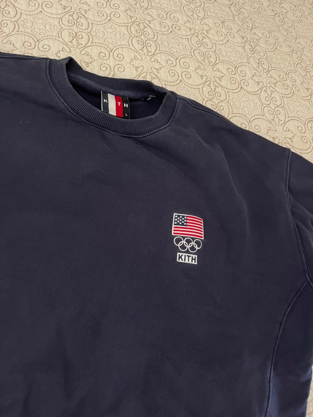 Kith Navy Crewneck Sweatshirt with USA Olympic Patch